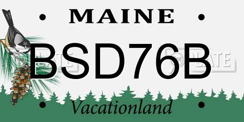 BSD76B Maine License Plate