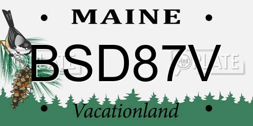 BSD87V Maine License Plate