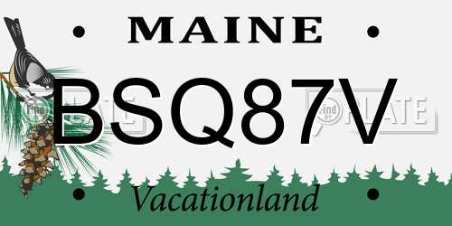BSQ87V Maine License Plate