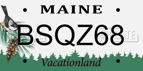 BSQZ68 Maine License Plate