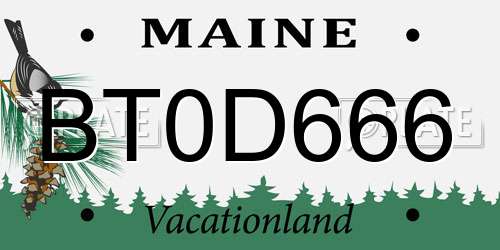 BT0D666 Maine License Plate