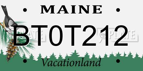 BT0T212 Maine License Plate