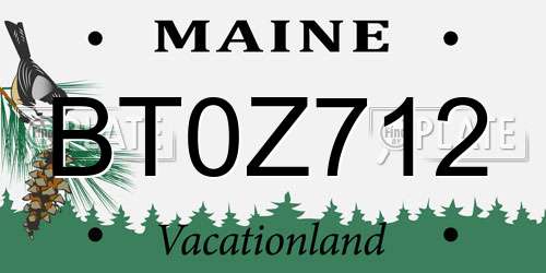 BT0Z712 Maine License Plate