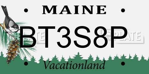 BT3S8P Maine License Plate