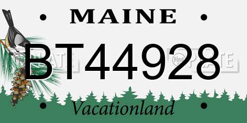 BT44928 Maine License Plate
