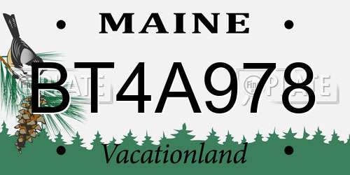 BT4A978 Maine License Plate