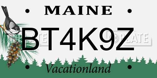 BT4K9Z Maine License Plate