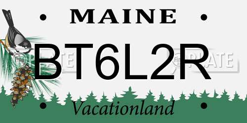BT6L2R Maine License Plate