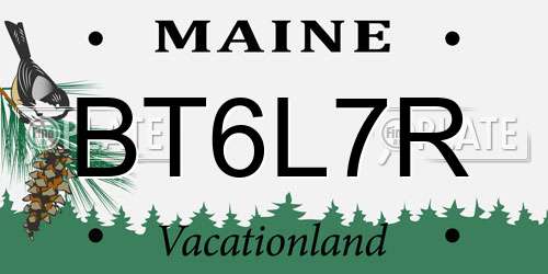 BT6L7R Maine License Plate
