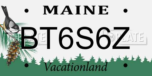 BT6S6Z Maine License Plate