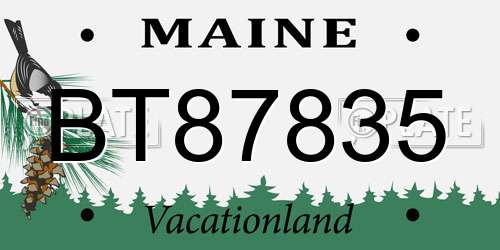 BT87835 Maine License Plate