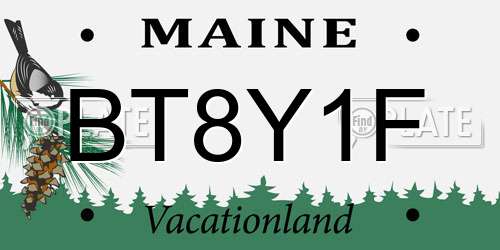 BT8Y1F Maine License Plate
