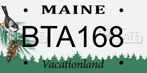 BTA168 Maine License Plate