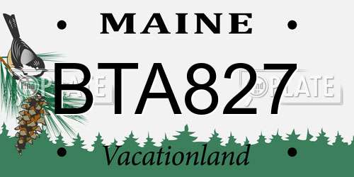 BTA827 Maine License Plate