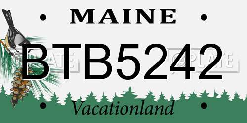 BTB5242 Maine License Plate