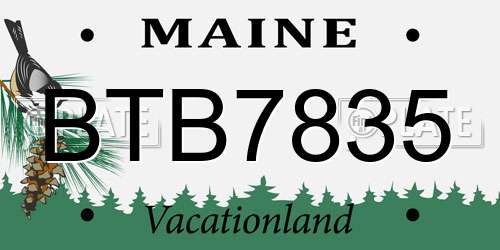 BTB7835 Maine License Plate