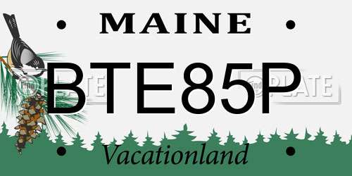 BTE85P Maine License Plate
