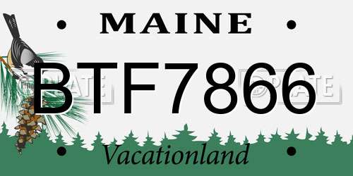 BTF7866 Maine License Plate