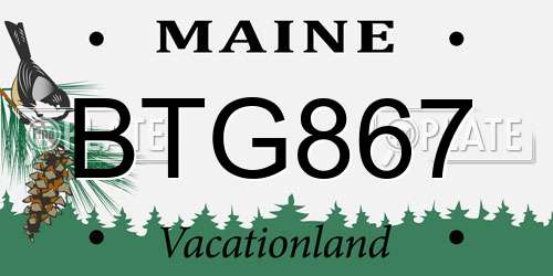 BTG867 Maine License Plate