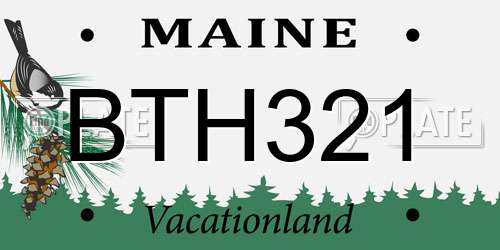 BTH321 Maine License Plate