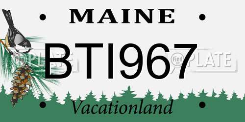 BTI967 Maine License Plate