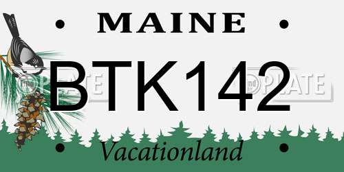 BTK142 Maine License Plate