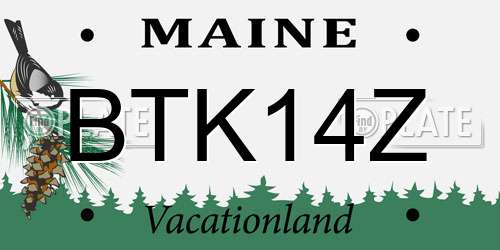 BTK14Z Maine License Plate