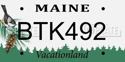 BTK492 Maine License Plate