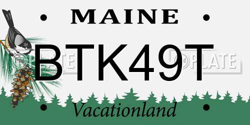 BTK49T Maine License Plate