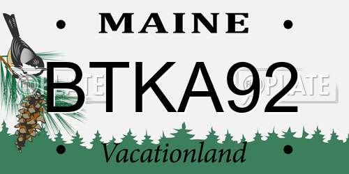 BTKA92 Maine License Plate