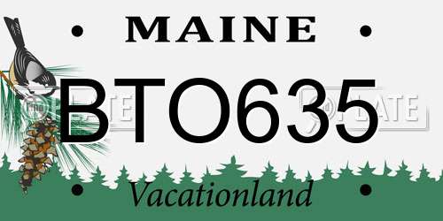BTO635 Maine License Plate