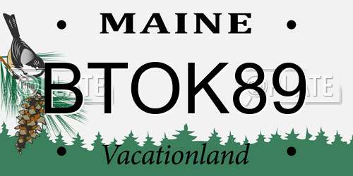 BTOK89 Maine License Plate