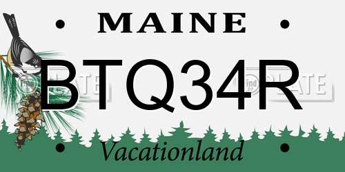 BTQ34R Maine License Plate