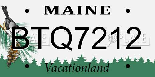 BTQ7212 Maine License Plate