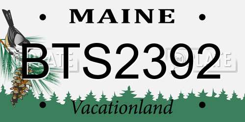 BTS2392 Maine License Plate