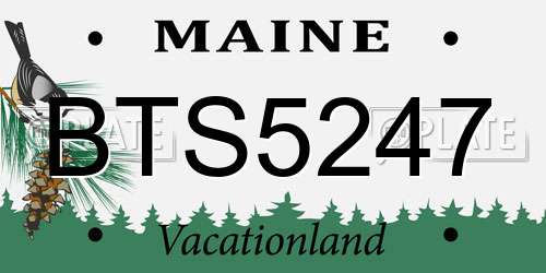 BTS5247 Maine License Plate
