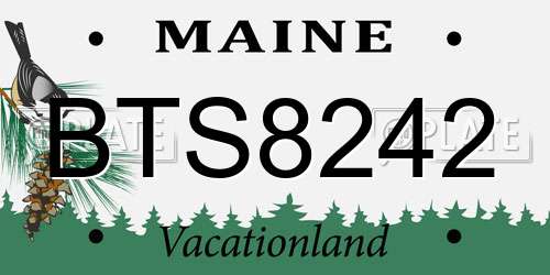 BTS8242 Maine License Plate