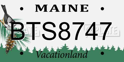 BTS8747 Maine License Plate