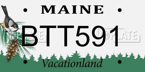 BTT591 Maine License Plate