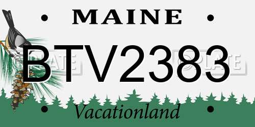 BTV2383 Maine License Plate