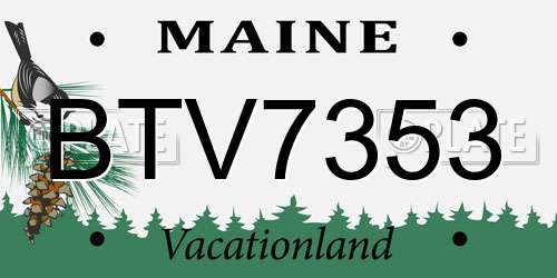 BTV7353 Maine License Plate
