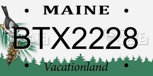 BTX2228 Maine License Plate