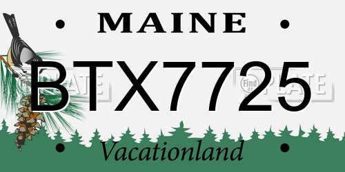 BTX7725 Maine License Plate