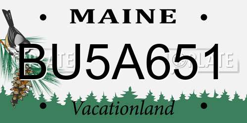 BU5A651 Maine License Plate