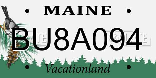 BU8A094 Maine License Plate