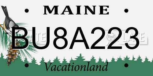 BU8A223 Maine License Plate