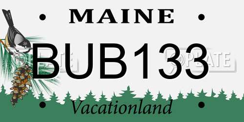 BUB133 Maine License Plate