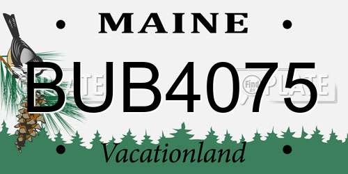 BUB4075 Maine License Plate