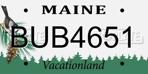 BUB4651 Maine License Plate