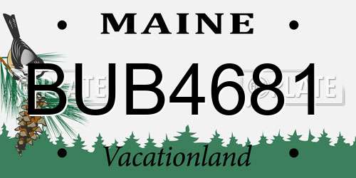 BUB4681 Maine License Plate